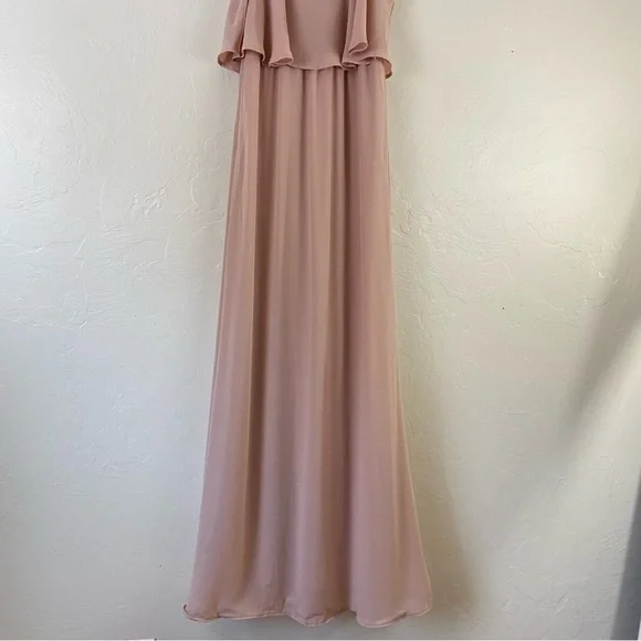 Show me your MuMu Size XS Blush Pink Caitlin Ruffle Spaghetti Strap Maxi Dress - Picture 3 of 7